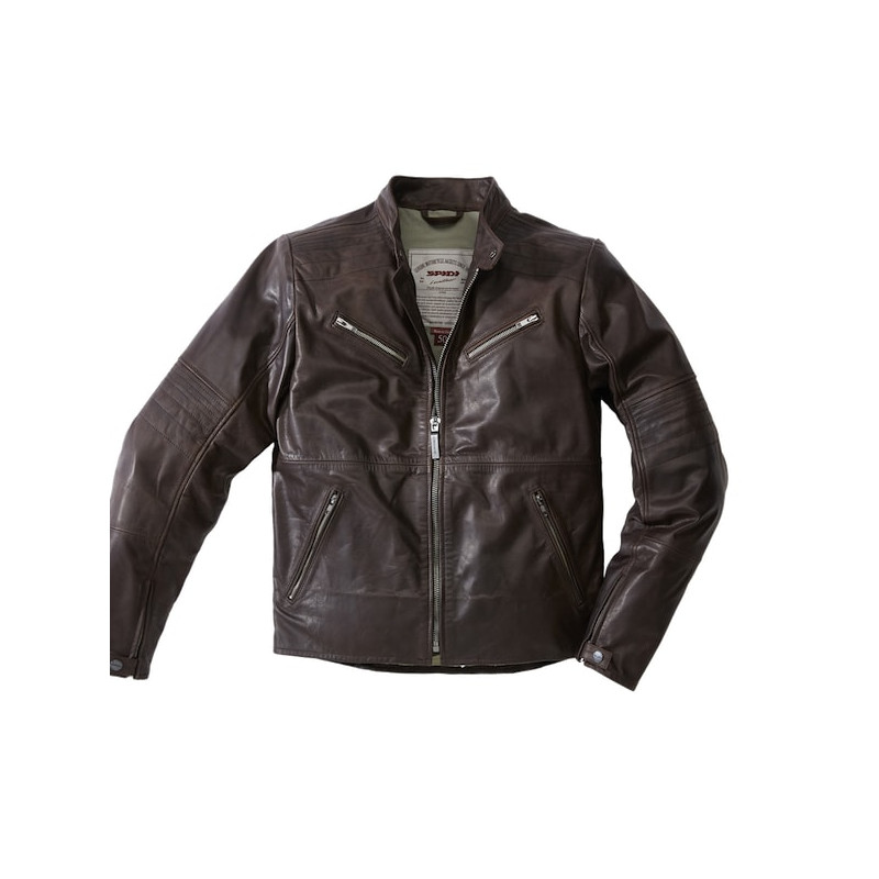 SPIDI GARAGE LEATHER JACKET - BROWN