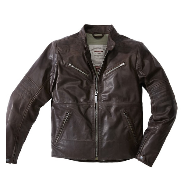 SPIDI GARAGE LEATHER JACKET - BROWN