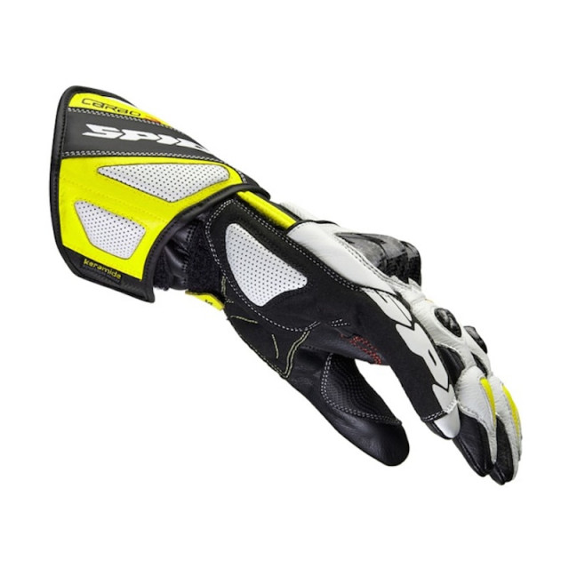 SPIDI CARBO 3 LEATHER GLOVES BLACK FLUO YELLOW - SIDE