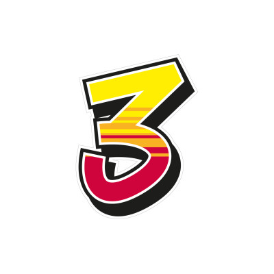 MALOSSI - % 2 AUTOCOLLANTS "3" Enko4 14x19 cm.