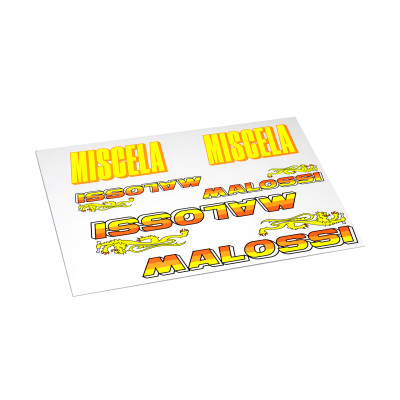 MALOSSI - Planche de autocollants vintage en PVC Malossi Fluo - dimens
