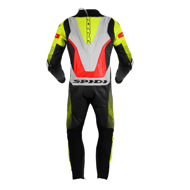 SPIDI SUPERSONIC PERF PRO LEATHER SUIT - BLACK YELLOW FLUO (BACK)