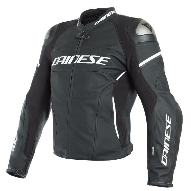 DAINESE RACING 3 D-AIR LEATHER JACKET - BLACK BLACK WHITE