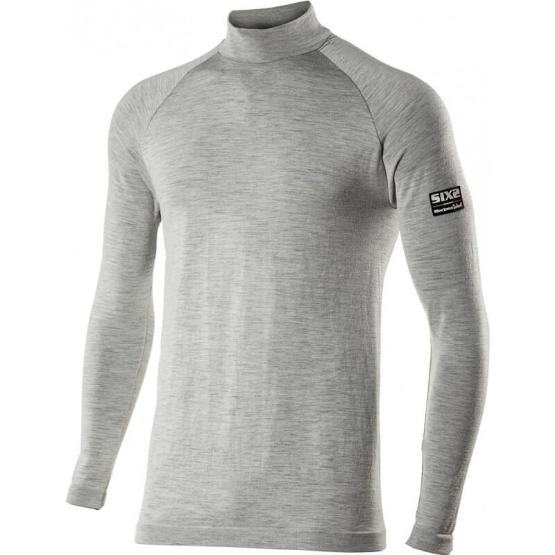 SIX2 CARBON MERINO WOOL LONG-SLEEVE TURTLENECK - TS3 MERINOS - WOOL GREY