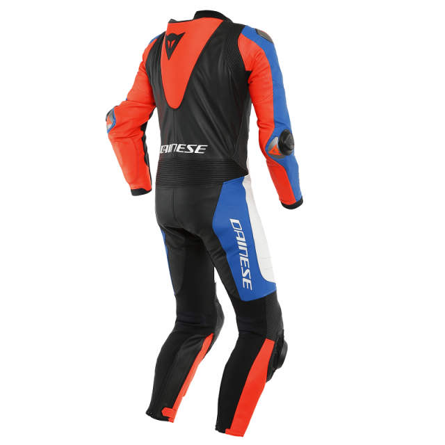 DAINESE LAGUNA SECA 5 1PC PERF LEATHER SUIT - WHITE LIGHT BLUE BLACK FLUO RED - BACK
