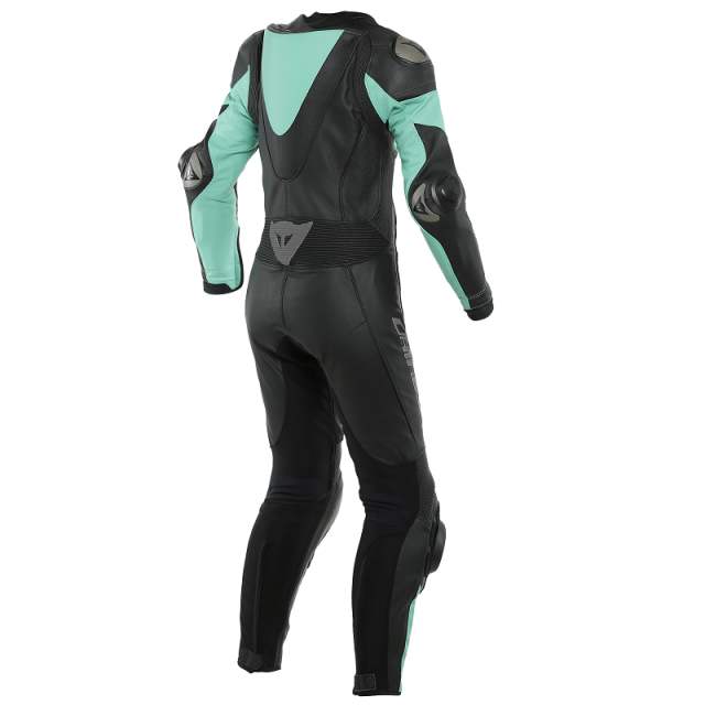 DAINESE IMATRA 1PC PERFORATED LADY LEATHER SUIT - BLACK ACQUA-GREEN - BACK
