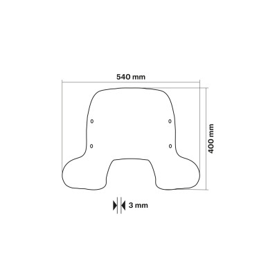 MALOSSI - SPORT SCREEN bulle - TEINTÉ FUMÉ CLAIR - l.540xH.400 ep.3 mm
