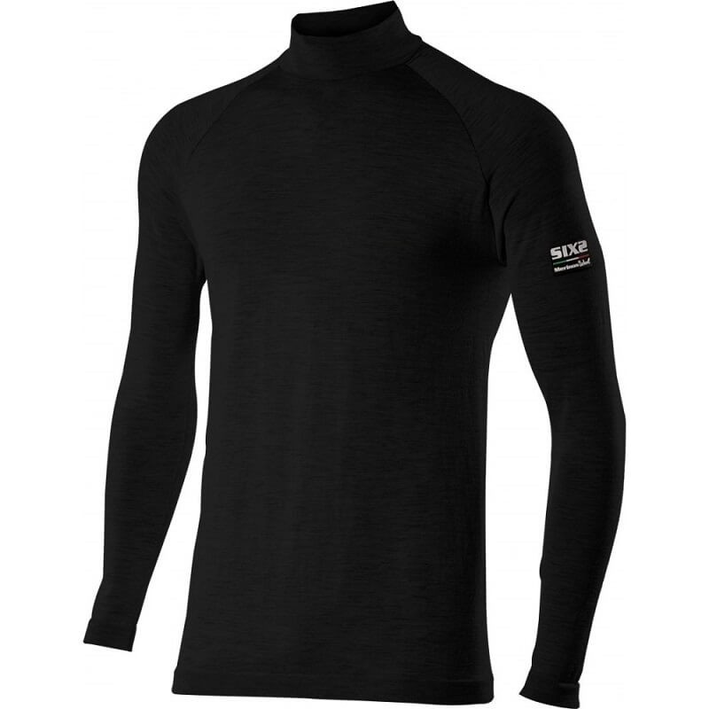 LUPETTO MANICHE LUNGHE SIX2 WOOL - TS3 MERINOS - WOOL BLACK