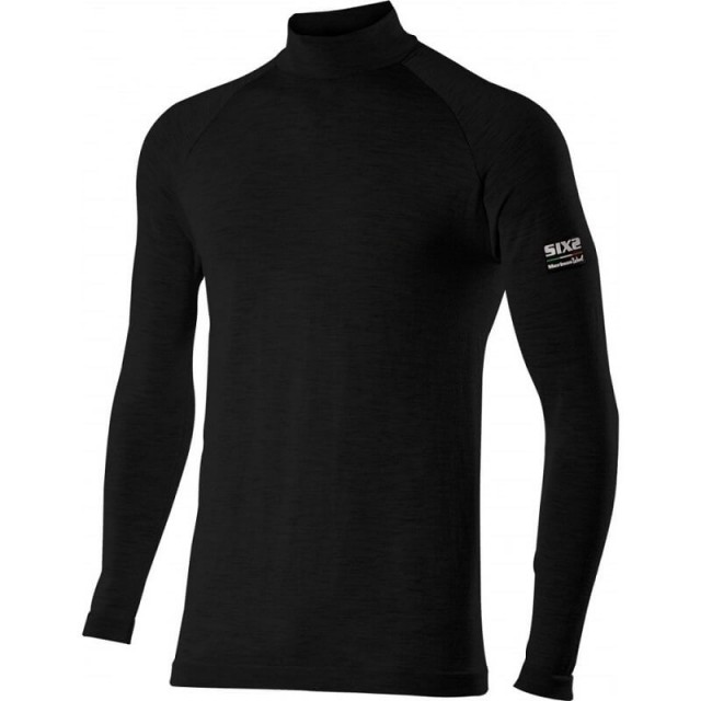SIX2 CARBON MERINO WOOL LONG-SLEEVE TURTLENECK - TS3 MERINOS - WOOL BLACK