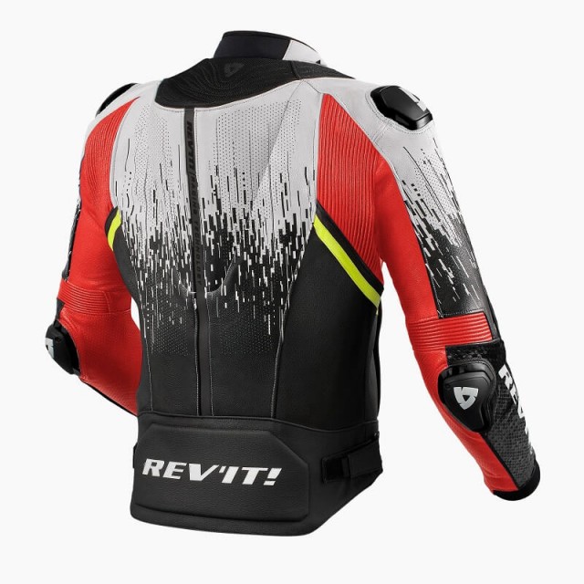 REV'IT QUANTUM 2 AIR PERFORATED LEATHER JACKET - WHITE NEON-RED - BACK