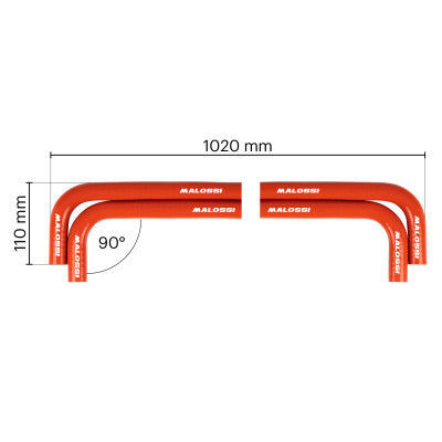 MALOSSI - 2 TUBES FOR RADIATOR L.117,5 cm Ø int.1,6 - ext. 2,4cm