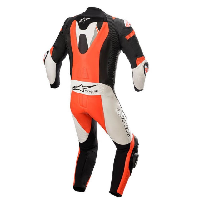ALPINESTARS MISSILE v2 IGNITION TECH-AIR LEATHER SUIT BLACK WHITE RED FLUO - BACK