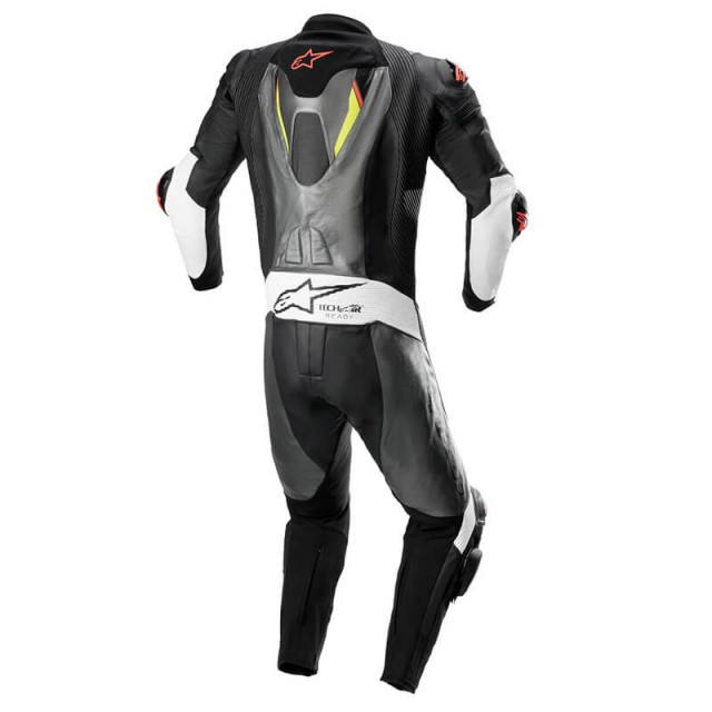 ALPINESTARS MISSILE v2 IGNITION TECH-AIR LEATHER SUIT METAL GREY BLACK YELLOW FLUO RED FLUO - BACK