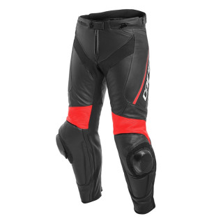 DAINESE DELTA 3 LEATHER PANTS - Black-Fluo Red