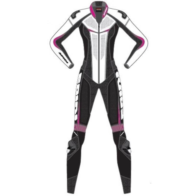 SPIDI TRACK LADY PERFORATED PRO SUIT - BLACK WHITE FUCSIA