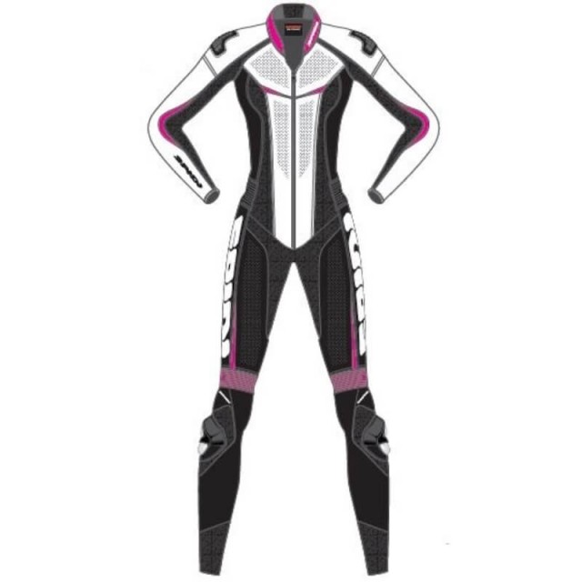 SPIDI TRACK LADY PERFORATED PRO SUIT - BLACK WHITE FUCSIA