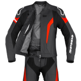 SPIDI LASER TOURING LEATHER SUIT - BLACK RED - OPEN