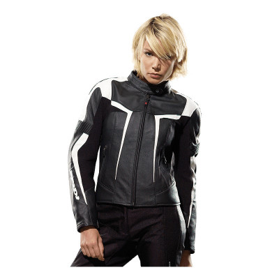 Blouson Spidi Gara Lady Leather Jacket Black-White | BurnOutMotor