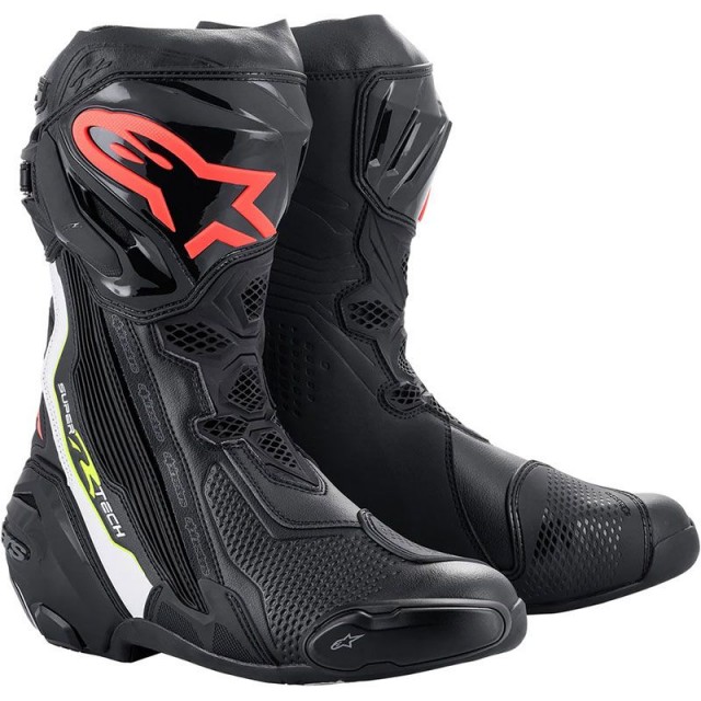 STIVALI ALPINESTARS SUPERTECH R BOOT - NERO BIANCO ROSSO FLUO GIALLO FLUO