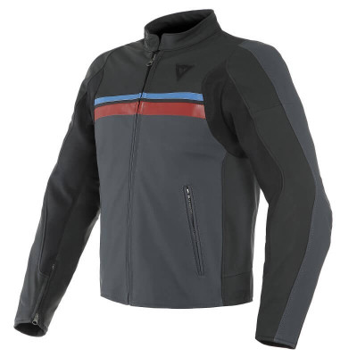 Blouson En Cuir Dainese Hf 3 Black-Ebony-Red-Blue | BurnOutMotor