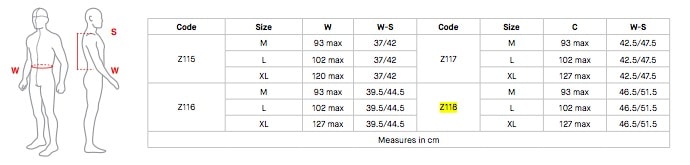 Spidi Leathers Size Chart